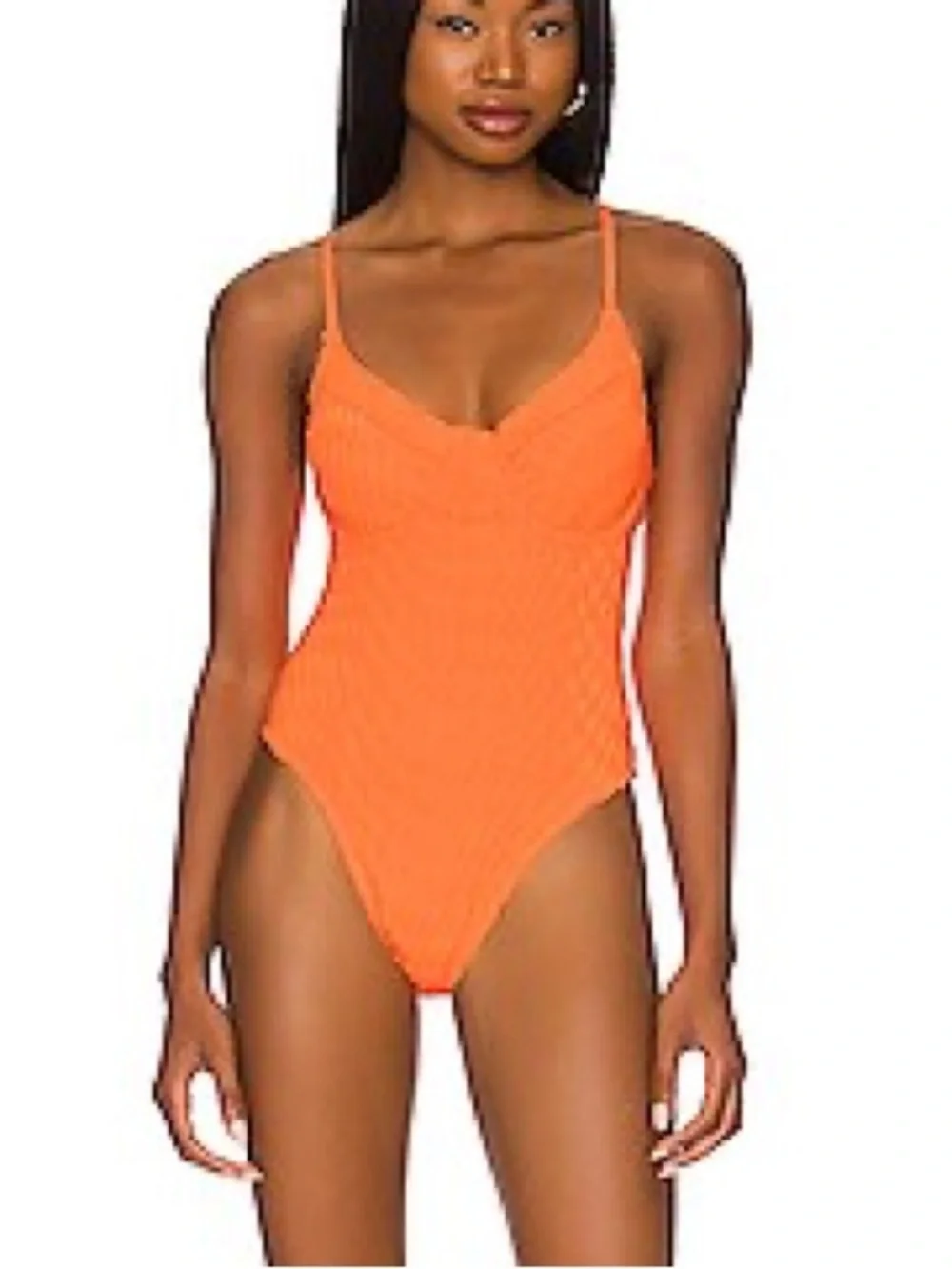 🔶🧡‎ Good American Textured Jacquard Show Off One-Piece in Orange Cream 🧡🔶
